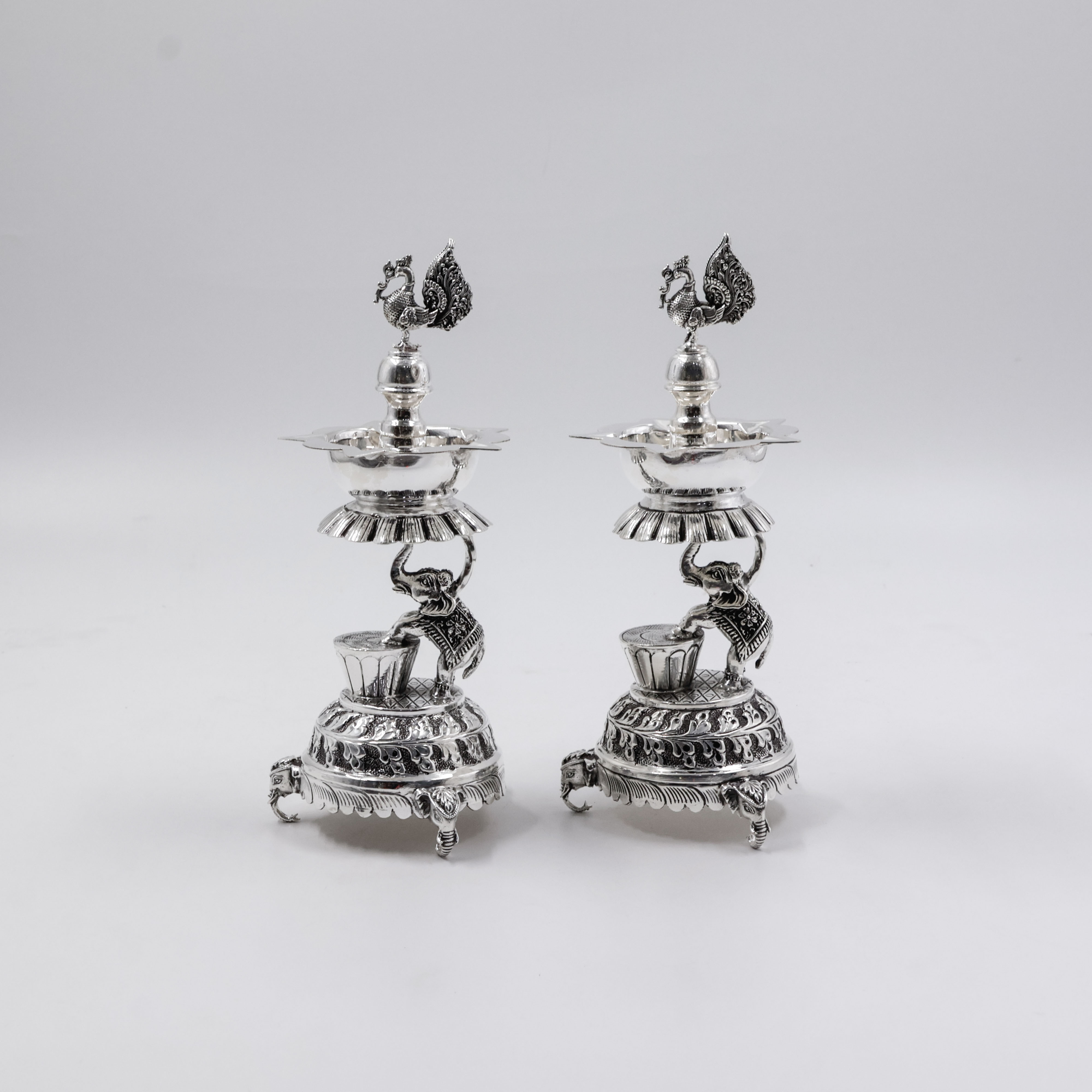 New Akshaya Jewellers - Silver 92.5 Elephant Kundulu In Nakshi Design